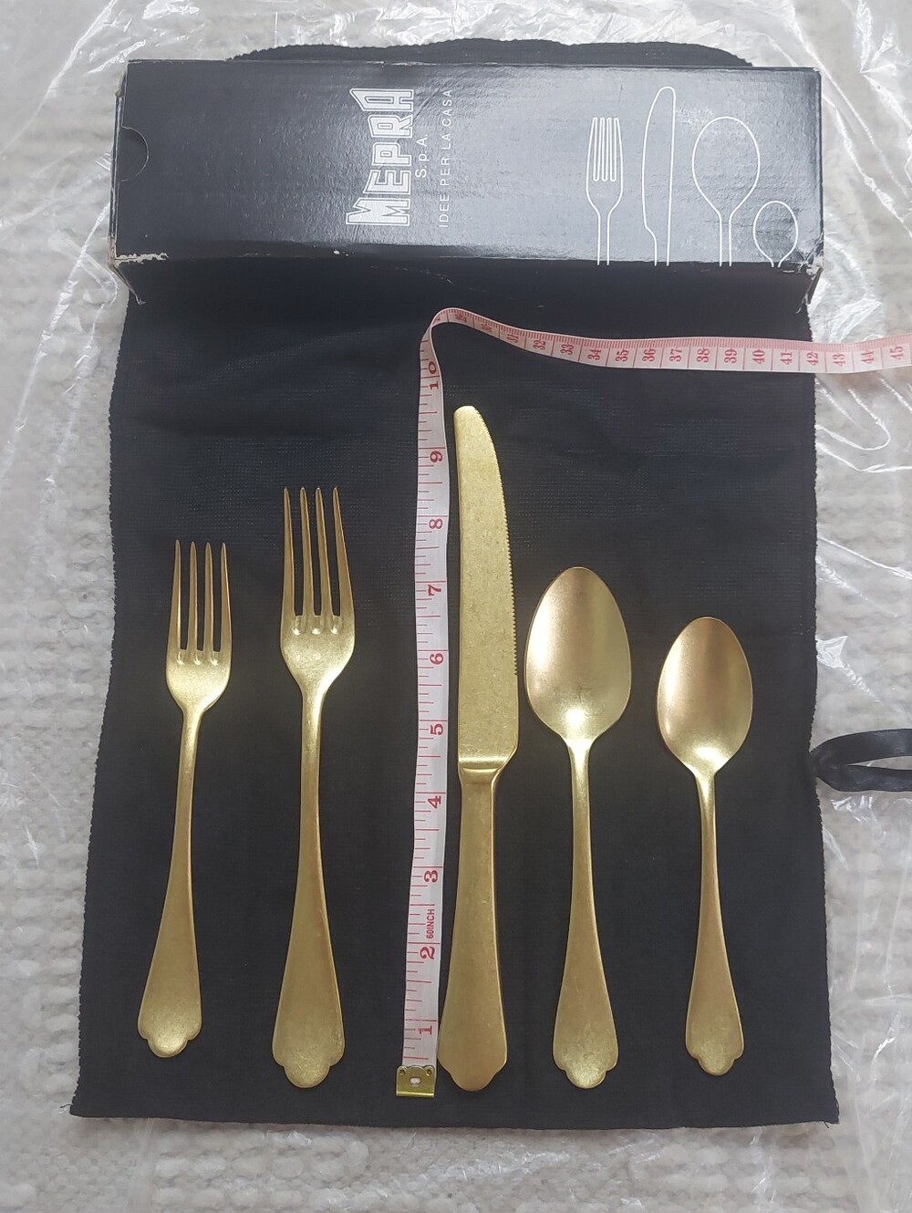 NEW! MEPRA Dolce Vita Pewter Gold 5 Piece Flatwear Set! (Z66) - Picture 3 of 7